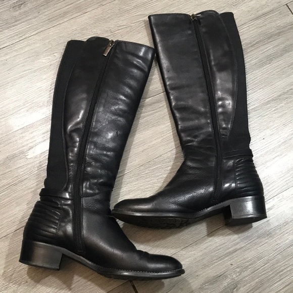 Aquatalia Black Leathwr “Orso” Tall Round Toe Riding Boot size 6.5 - Picture 4 of 12